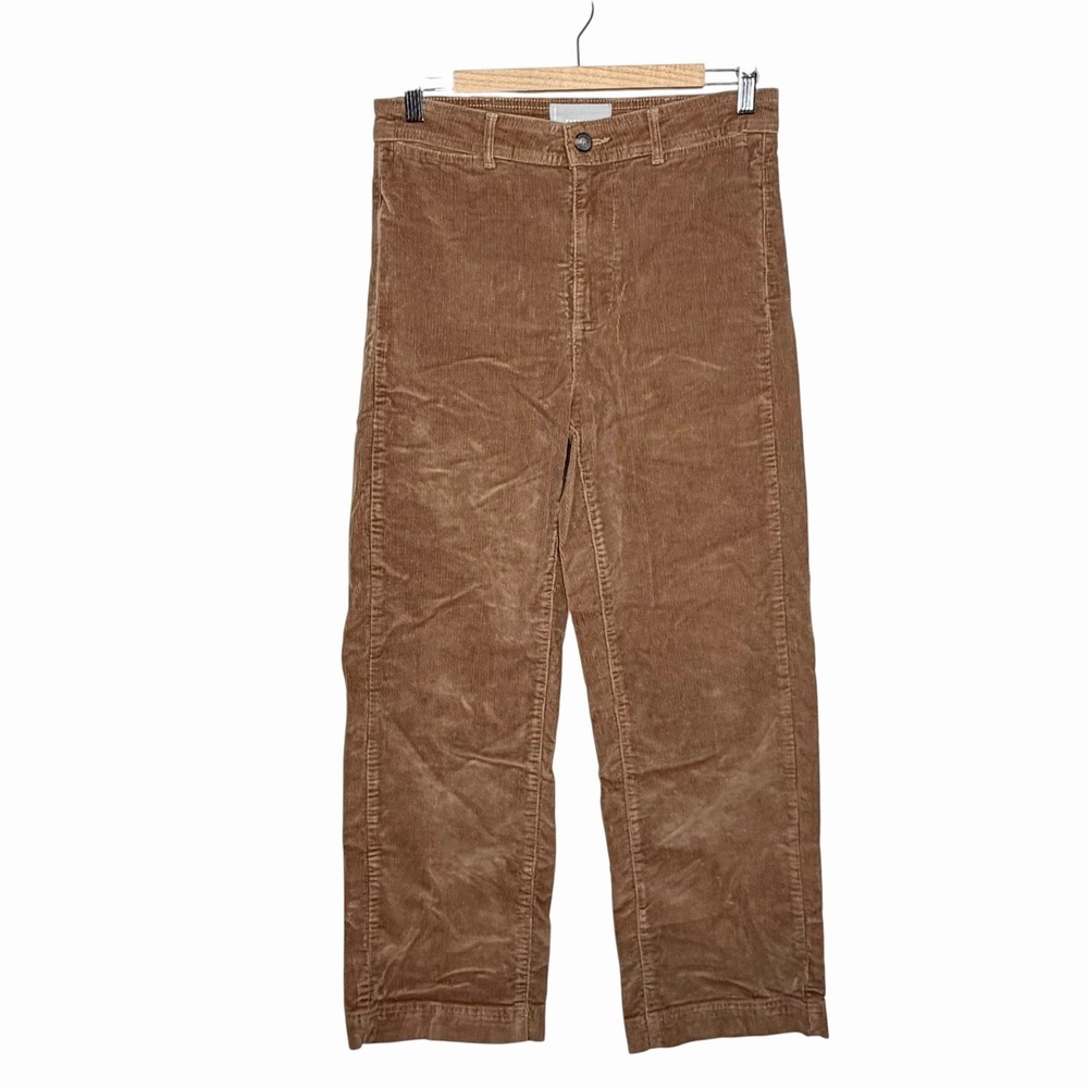 Everlane Relaxed Straight Leg Corduroy Pants Brown Womens 8 High Rise Stretch
